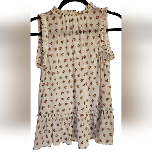 CLOSET CLEAROUT Gap Floral Babydoll Tank Top with Ruffle Edge, Size Extra Small - Picture 2 of 7